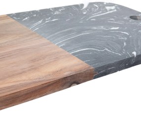 Deska do serwowania, marmur i drewno, 38 x 18 cm