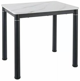 Stół DAMAR 80x60 biały marmur/czarny mat SIGNAL