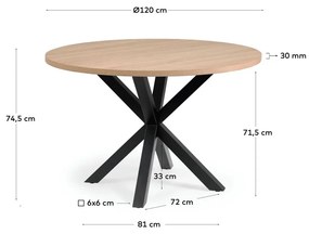 Czarno-naturalny okrągły stół ø 120 cm Argo – Kave Home