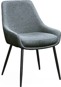 Zestaw 2 krzeseł z tkaniny w kolorze antracytowym, na metalowych nogach w kolorze czarnym matowym, z podłokietnikami - TALLINN