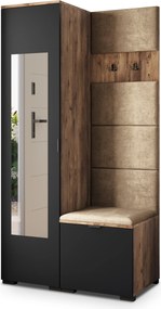 Masseno Garderoba VIRA 95/181/51 cm Nowoczesna Szafa do Przedpokoju Dąb lefkas, MONOLITH 09 (Beżowy)