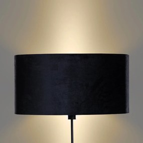 Lampa podłogowa czarna z owalnym aksamitnym abażurem 50 cm - Parte Nowoczesny Oswietlenie wewnetrzne