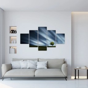 Obraz zorzy polarnej nad wrzosowiskami (125x70 cm)