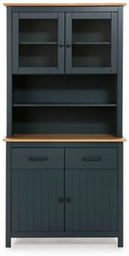 Ciemnoniebieska witryna z litego drewna sosnowego 90x180 cm Miranda – Marckeric