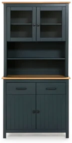 Ciemnoniebieska witryna z litego drewna sosnowego 90x180 cm Miranda – Marckeric