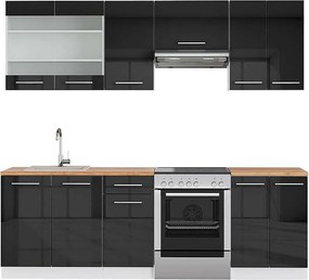 Aneks kuchenny antracytowy wysoki połysk/biały 240x60x81.6 fame-line