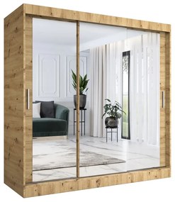 Szafa przesuwna z lustrem dąb artisan 200 cm - Kukkin 6X