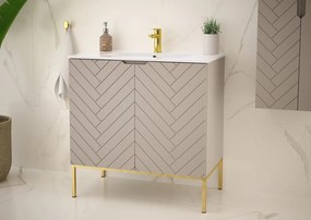 Szafka pod umywalkę wpuszczaną Aspen 08, cashmere/złoty, 80 cm