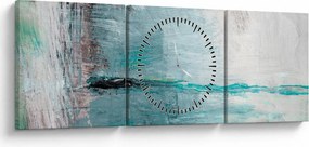 Obraz - Abstrakcyjny obraz olejny (z zegarem) (90x30 cm)