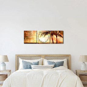 Obraz - Palmy na plaży (z zegarem) (90x30 cm)
