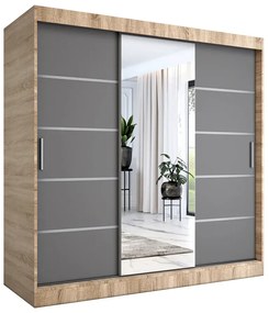 Szafa przesuwna 200 cm dąb sonoma + antracyt - Marmos 6X