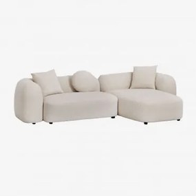 Sofa Modułowy Z Prawym Szezlongiem, 2-częściowy, Z Tkaniny Chenilla Coco Szenila Gruba Biała - Sklum