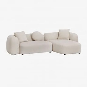 Dwuczęściowa Prawa Sofa Modułowa Z Szezlongiem W Kolorze Coco Chenille Gruba Tkanina Szenilowa Biała - Sklum