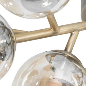 Plafon art deco brązowy z bursztynowym szkłem 12-świateł - Bianca