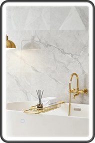 HOMCOM 90 x 60 cm lustro łazienkowe LED, światła, 3 kolory, ściemnialne, funkcja pamięci, poziomo i pionowo, czarne
