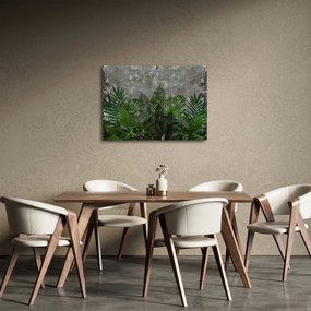 Obraz - Betonowa ściana z roślinami (70x50 cm)