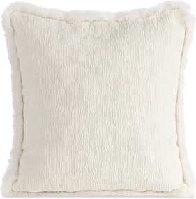 Szenilowa poszewka na poduszkę z futerkiem Blanca - kremowa