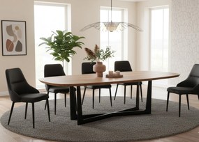 Eleganckie czarne krzesło Monolit tapicerowane ekoskórą PU, wygodne, nowoczesne i idealne do jadalni lub biura. Smukłe metalowe nogi dodają mu lekkości i stylu.