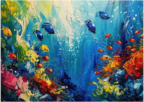 Obraz na szkle - Malowanie podwodnego świata (70x50 cm)