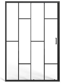 Przesuwane drzwi prysznicowe z matowego czarnego metalu w stylu loftowym - Szkło antyosadowe - 120 x 195 cm - SONIKRA