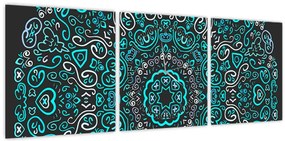 Obraz abstrakcji ozdobnej (z zegarem) (90x30 cm)