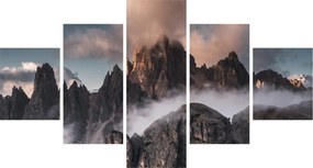 Obraz - Włoskie Dolomity ukryte we mgle (125x70 cm)