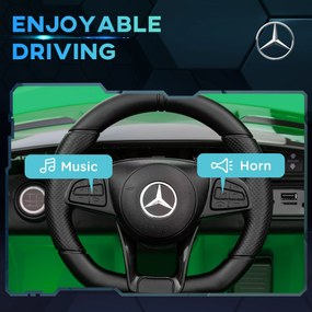 AIYAPLAY Elektryczny samochód dla dzieci Mercedes, 3-5 km/h, pilot, światła i muzyka, Zielony