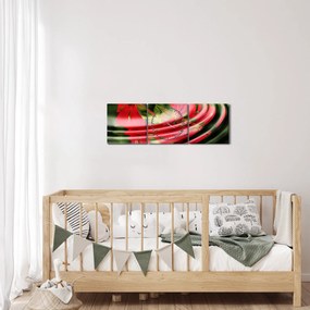 Abstrakcyjny obraz - kwiaty w falach (z zegarem) (90x30 cm)