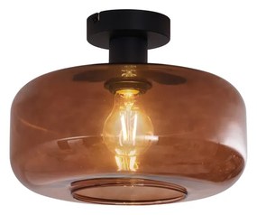 Retrowana lampa sufitowa czarna z brązowym szkłem - Bizle Retro Oswietlenie wewnetrzne