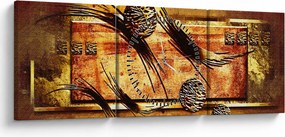 Obraz abstrakcji (z zegarem) (90x30 cm)