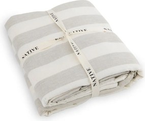 Jasnoszaro-kremowa lniana pościel dwuosobowa 200x200 cm Natural Stripes – Native Natural