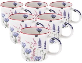 Zestaw 6 kubków porcelanowych Letnia łąka 230 ml, fioletowy