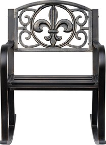 Outsunny Krzesło Bujane Ogrodowe Metalowe Antyczny Styl Brązowe Wygodne Siedzisko 60x73x85cm | Aosom PL