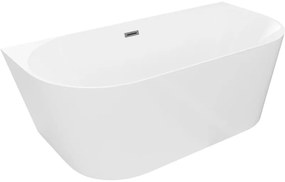 Mexen Oval Slim wanna wolnostojąca przyścienna 170 x 80 cm, biała, przelew gun gray szczotkowany - 52661708000-66