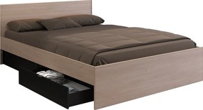 Łóżko z 4 szufladami 140 x 190 cm - Kolor: Naturalny i czarny - VELONA