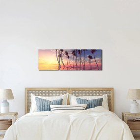 Obraz palm wznoszących się nad powierzchnią (z zegarem) (90x30 cm)