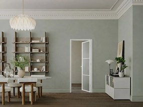 Blok drzwiowy odwracalny z aluminium i szkła hartowanego matowego – W204 x S73 cm – Biały – MASERU