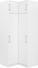Szafa narożna 2-drzwiowa - szer. 115 cm - Biały + Nadstawka - LIZANDRO