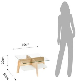 Naturalny stolik ze szklanym blatem 60x60 cm Varm – Tomasucci