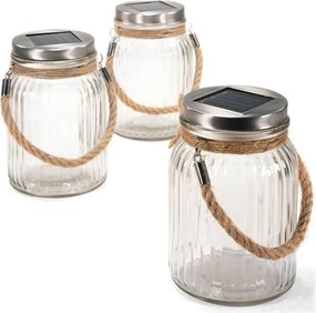 Zestaw lamp słonecznych, słoiki- 3 diody LED, biała ciepła