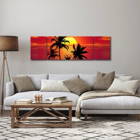 Obraz sylwetki wyspy z palmami (170x50 cm)