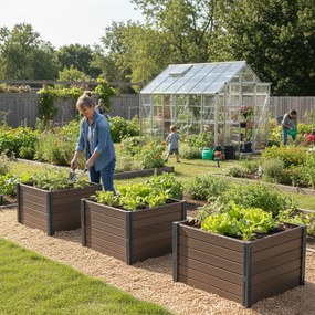 Podwyższona grządka BASE PLANT, 61x61x46cm, naturalny brązowy Prosperplast
