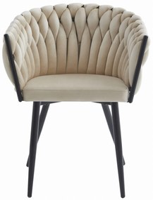 Beżowe krzesło do jadalni ORION VELVET z czarnymi nogami