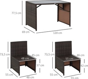 Outsunny Meble Ogrodowe Polirattanowe 5 Części Zestaw Brązowy Khaki Komfort i Styl 120x69x77.5 cm | Aosom PL