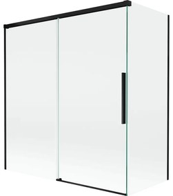 Mexen Rox parawan nawannowy 2-skrzydłowy rozsuwany 150 + 70 x 150 cm, transparent, czarny - 8C9-150-070-70-00