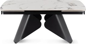 Stół Rozkładany Prostokątny VERONA 160-240 cm Ceramiczny Biały Marmur/Czarny Nowoczesny