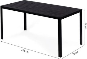 Stół ogrodowy polywood dla 6 osób Sorelia 156x78 cm, czarny