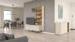 Trzydrzwiowa szafka RTV Breathtaker 170 cm, kolor piaskowy