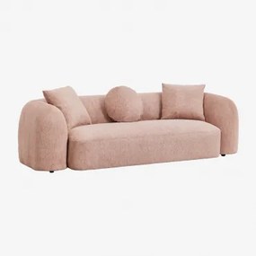 Sofa 3-osobowa Z Szenilu Coco Kwarc Różowy Chenille - Sklum