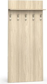 Garderoba z wieszakami PRIMO WOOD, 5 haczyków, półka, tekstura drewna pionowa, dąb naturalny